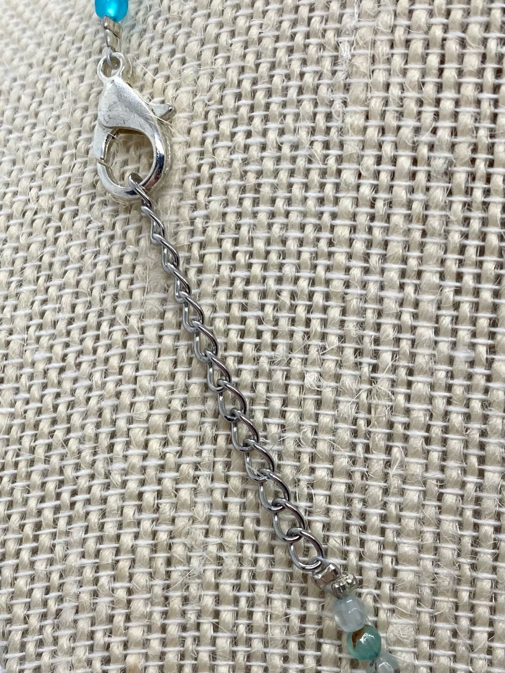 Blue Beaded Necklace Silver Pearl Charm Boho Y2K Fairy Festival Coastal Beach - Picture 6 of 12